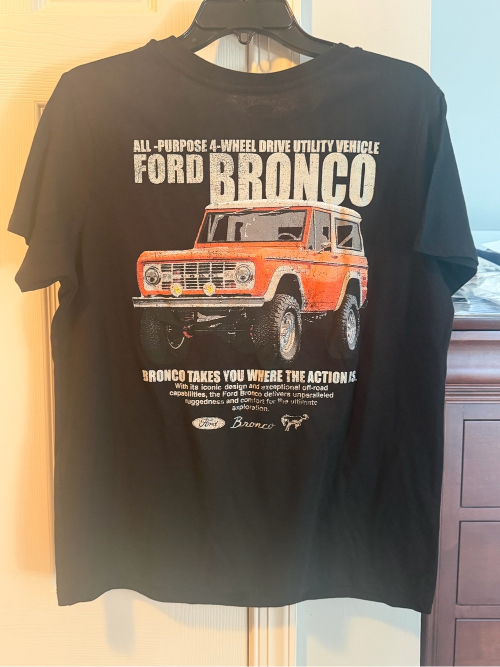 Ford Bronco Graphic Tee - Black with Orange Bronco Print